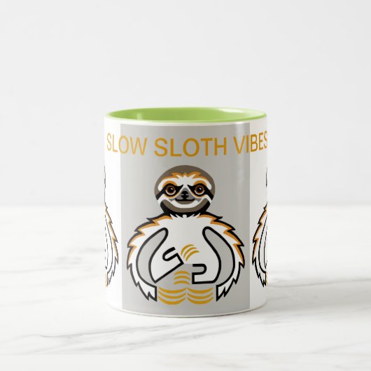 Slow SLOTH Vibes - Wildlife - Natuur Tweekleurige Koffiemok (Center)