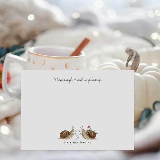 Slow & Steady Snail Wedding | Bride & Groom Notitiekaartje