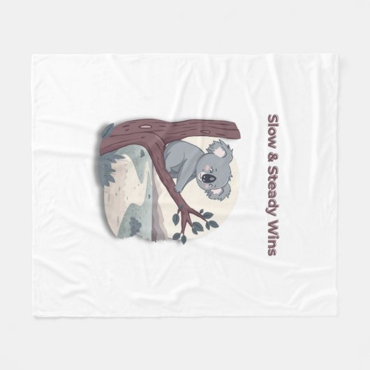 **"Slow & Steady Wins – Motivational Cute Koala "* Fleece Deken (Voorkant (Horizontaal))