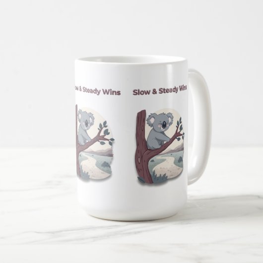 **"Slow & Steady Wins – Motivational Cute Koala "* Koffiemok (Voorkant rechts)