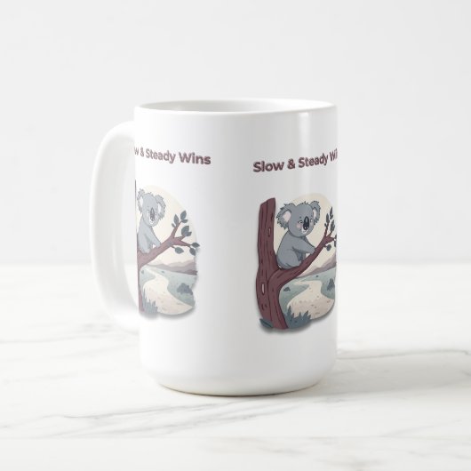 **"Slow & Steady Wins – Motivational Cute Koala "* Koffiemok (Voorkant links)