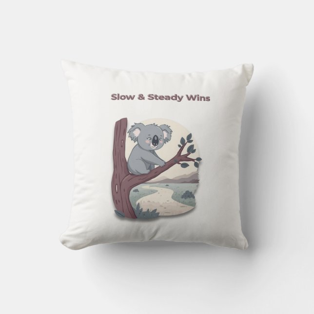**"Slow & Steady Wins – Motivational Cute Koala "* Kussen (Voorkant)