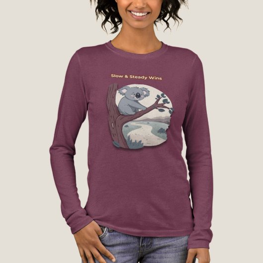**"Slow & Steady Wins – Motivational Cute Koala "* Tri-Blend Shirt (Voorkant)
