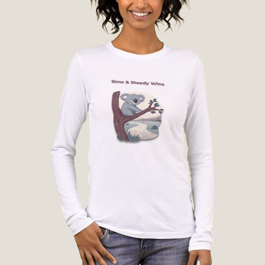 **"Slow & Steady Wins – Motivational Cute Koala "* Tri-Blend Shirt (Voorkant volledig)