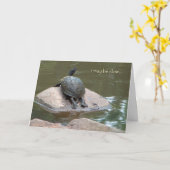 Slow Turtle verjaardagskaart Kaart (Gele Bloem)