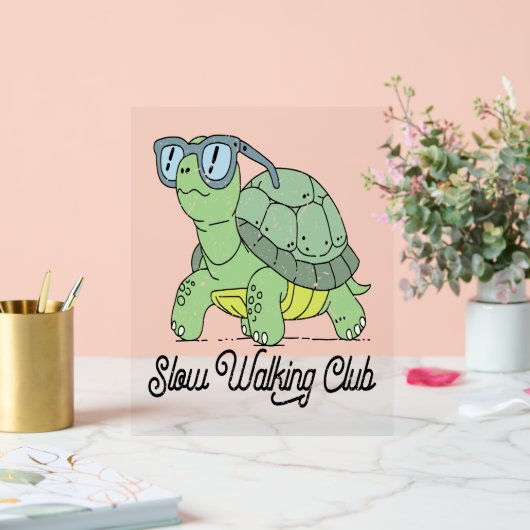 Slow Walking Club Schattige Funny Turtle Acryl Bord (Huwelijk)