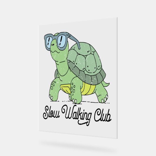 Slow Walking Club Schattige Funny Turtle Acryl Bord (Hoek)