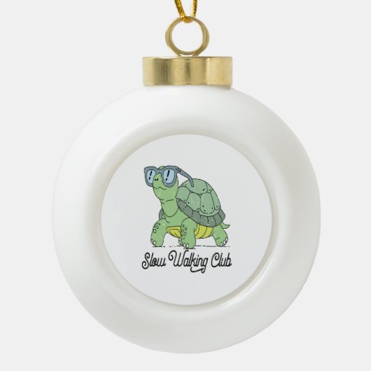 Slow Walking Club Schattige Funny Turtle Keramische Bal Ornament (Voorkant)