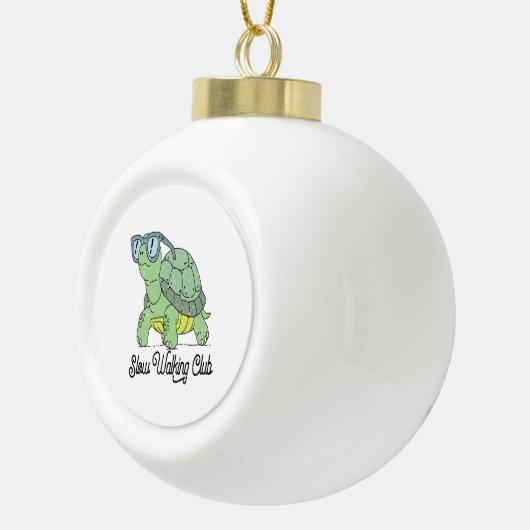 Slow Walking Club Schattige Funny Turtle Keramische Bal Ornament (Rechts)