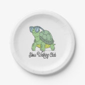 Slow Walking Club Schattige Funny Turtle Papieren Bordje (Voorkant)