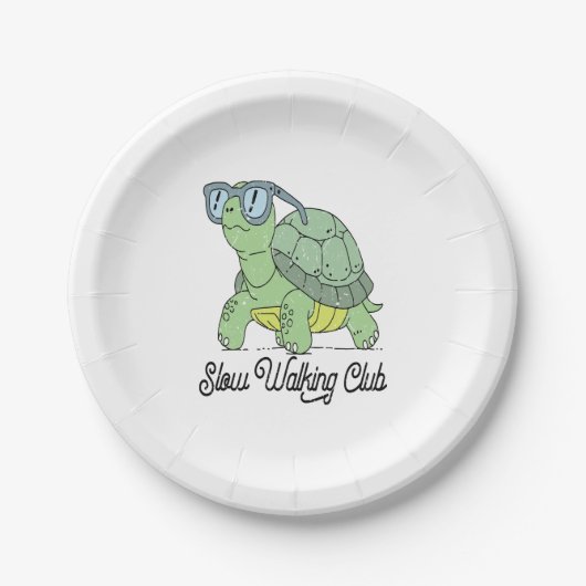 Slow Walking Club Schattige Funny Turtle Papieren Bordje (Voorkant)