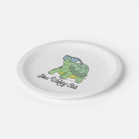 Slow Walking Club Schattige Funny Turtle Papieren Bordje (Gekanteld)