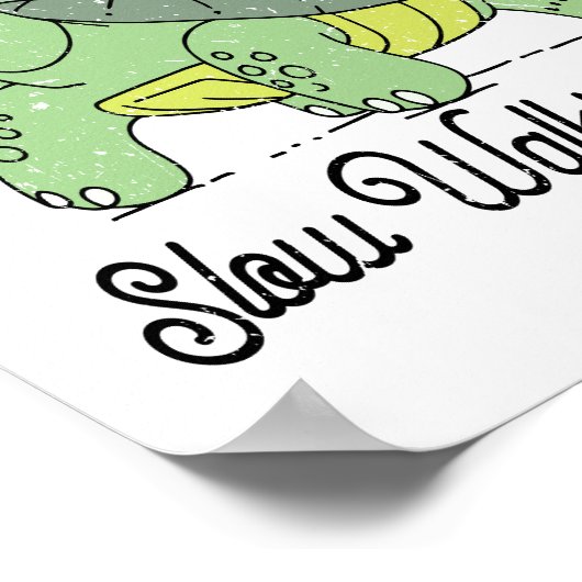 Slow Walking Club Schattige Funny Turtle Poster (Hoek)