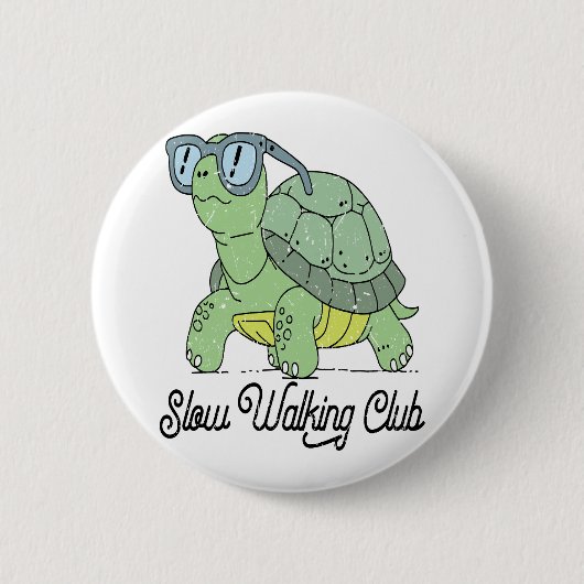 Slow Walking Club Schattige Funny Turtle Ronde Button 5,7 Cm (Voorkant)