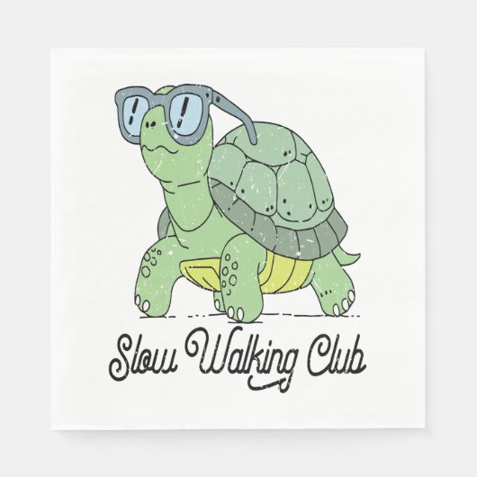 Slow Walking Club Schattige Funny Turtle Servet (Voorkant)