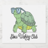 Slow Walking Club Schattige Funny Turtle Sparkling Wijnetiket (Enkel label)
