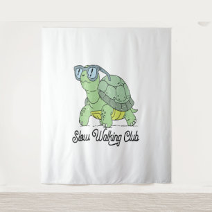 Slow Walking Club Schattige Funny Turtle Wandkleed