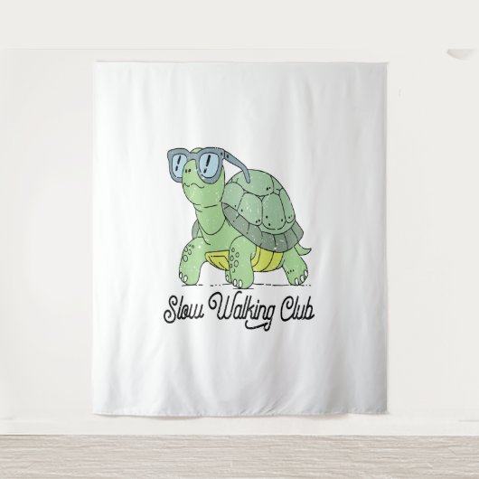 Slow Walking Club Schattige Funny Turtle Wandkleed (Voorkant)