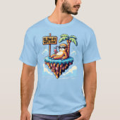 Slow WiFi Zone - Funny Pixel Art Sloth Vakantie T-shirt (Voorkant)