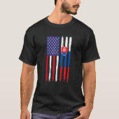 Slowaaks Roots Half Amerikaanse vlag Patriottisch  T-shirt (Voorkant)