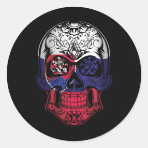 Slowaakse schedel en Rozen vlag Ronde Sticker