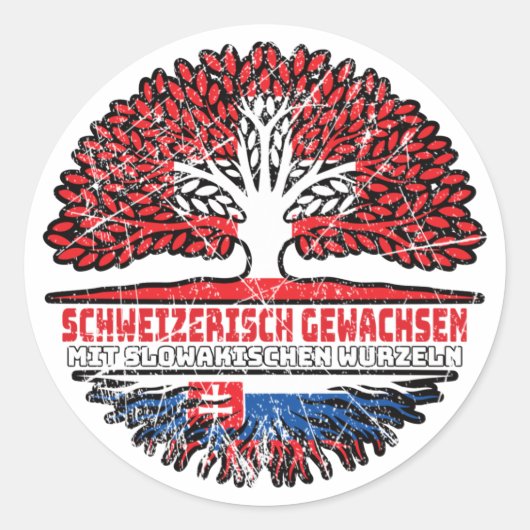 Slowakei Schweizer Baum Wurzel Ronde Sticker (Voorkant)
