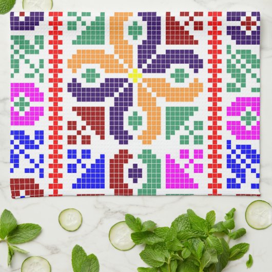 slowakije folk patroon motief traditioneel etnisch theedoek (Gevouwen)