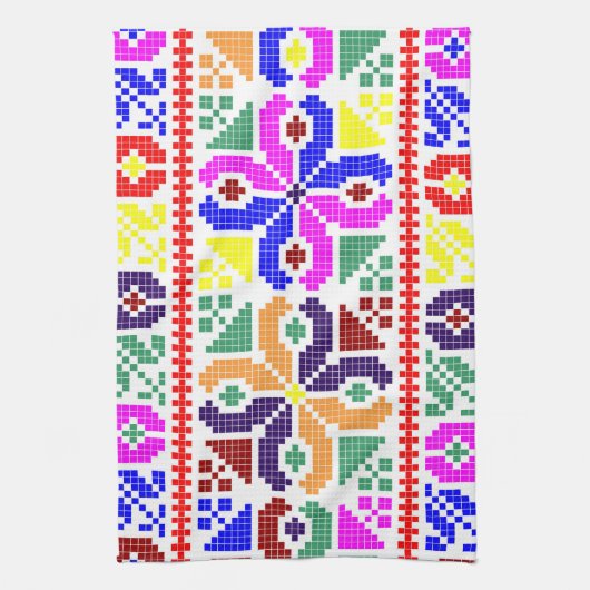 slowakije folk patroon motief traditioneel etnisch theedoek (Verticaal)