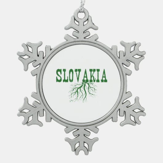 Slowakije heeft groene boomwortels Word Art Tin Sneeuwvlok Ornament (Voorkant)