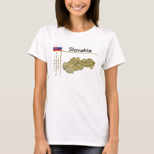 Slowakije Kaart + Vlag + Titel T-Shirt