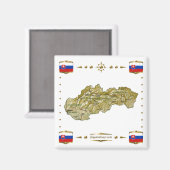 Slowakije Kaart + Vlaggen Magnet (Voorkant / Achterkant)