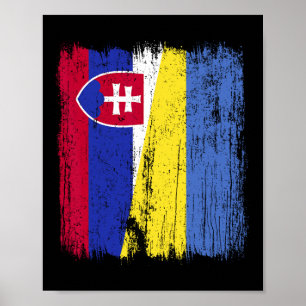 Slowakije Oekraine Half Vlag Slowaakse Oekraïense  Poster