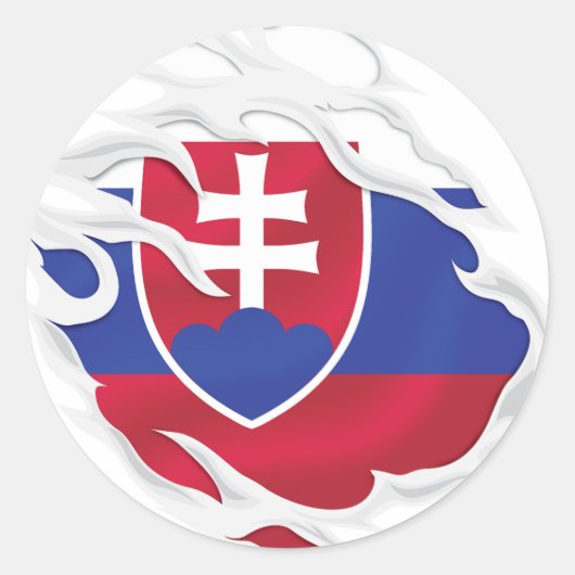 Slowakije Ripped Flag Classic Round Sticker (Voorkant)