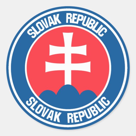 Slowakije Round Emblem Ronde Sticker (Voorkant)