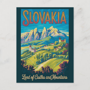 Slowakije Skyline Illustratie Reis Kunst Vintage Briefkaart