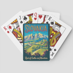 Slowakije Skyline Illustratie Reis Kunst Vintage Pokerkaarten