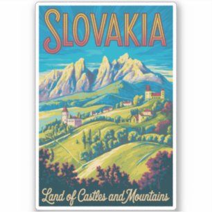 Slowakije Skyline Illustratie Reis Kunst Vintage Sticker