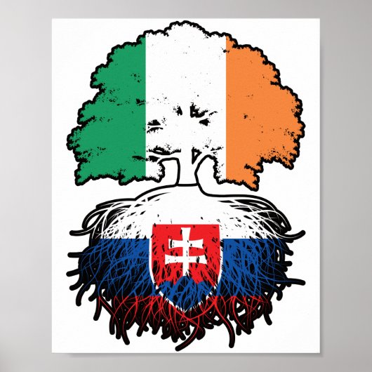 Slowakije - slowaaks - Iers - bomen - vlag Poster (Voorkant)