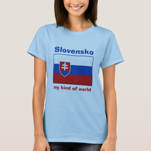 Slowakije Vlag + Kaart + Tekst T-shirt (Voorkant)