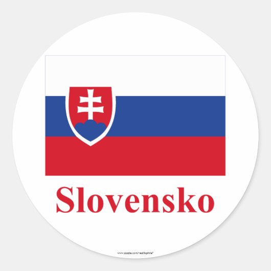 Slowakije vlag met naam in het Slowaaks Ronde Sticker (Voorkant)