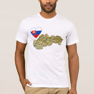 Slowakije - Vlaggenkop en -kaart T-Shirt