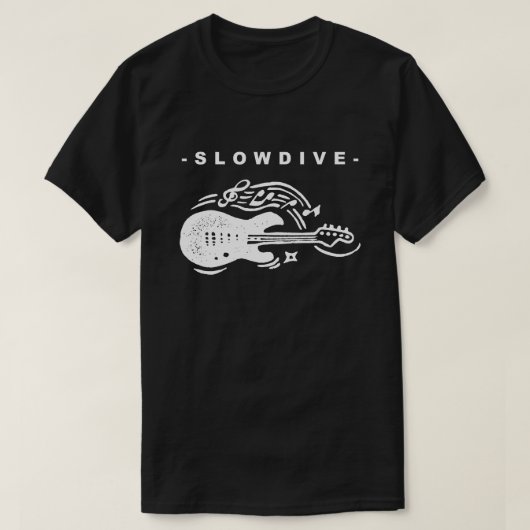 SLOWDIVE BAND MERCH GITAAR ONTWERP T-SHIRT (Design voorkant)
