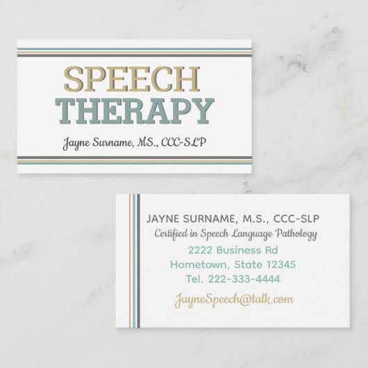 SLP-kaarten! Speech Therapy Visitekaartjes (Voorkant / Achterkant)