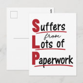 SLP lijdt onder veel papierwerkspraaktherapie Briefkaart (Voorkant / Achterkant)