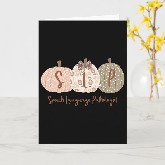 Slp Pompoen Spraaktaalpatholoog Herfst Kaart (Gele Bloem)