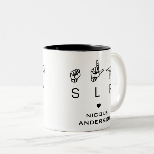 SLP Speech Language Pathologist ASL - Aangepast Tweekleurige Koffiemok (Voorkant rechts)