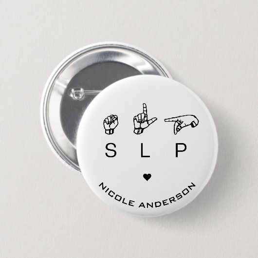SLP Speech Language Patholoog ASL Ronde Button 5,7 Cm (Voorkant /achterkant)
