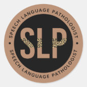 SLP Speech Language Patholoog Leopard Print Ronde Sticker (Voorkant)
