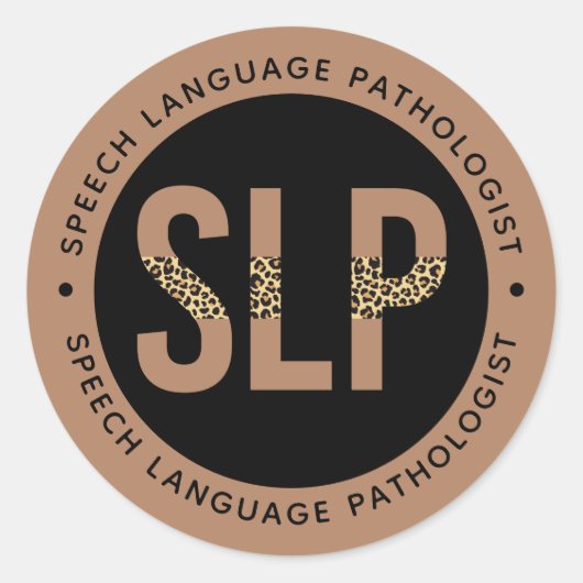 SLP Speech Language Patholoog Leopard Print Ronde Sticker (Voorkant)
