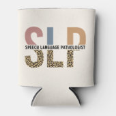 SLP Speech Patholoog Leopard Print Typografie Blikjeskoeler (Voorkant)